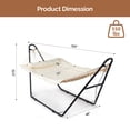 thumbnail image 3 of Qifang Freestanding Hammock Set, Heavy Duty 440Lbs Capacity, Padded Cotton Bed, Adjustable Chain, Anti-Rust Iron Stand for Backyard Porch, Beige, 3 of 7