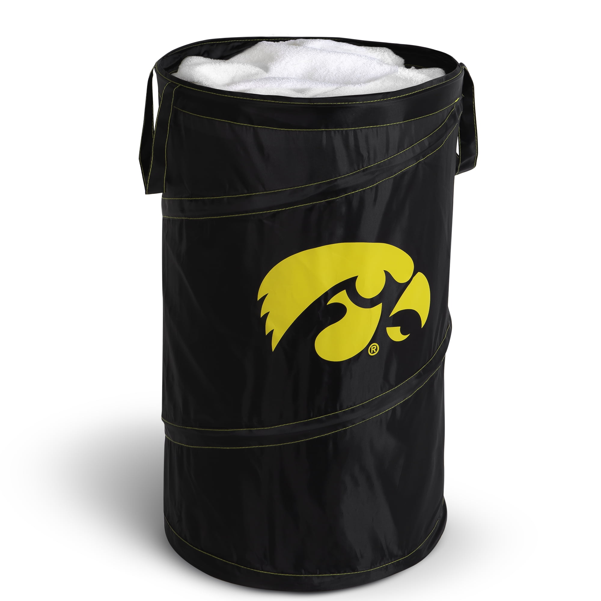 Smart Design Pop up Spiral Laundry Hamper Bag  - 15 x 25 inch - Black and Gold - Iowa Hawkeyes