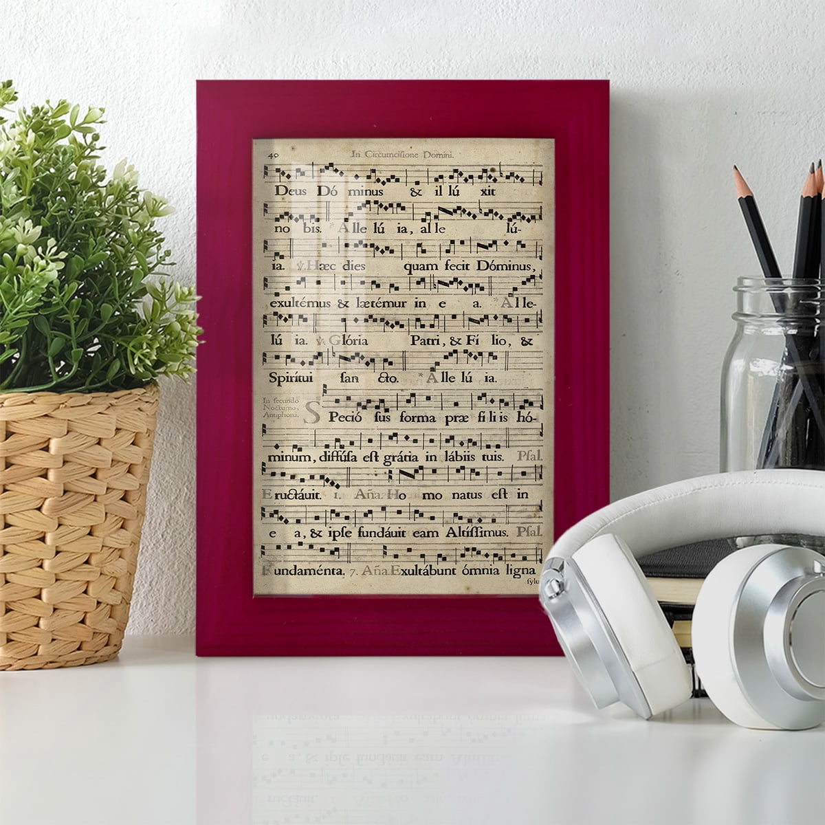 Vellum Songbook II -Framed Print w/glass-Cherry Red