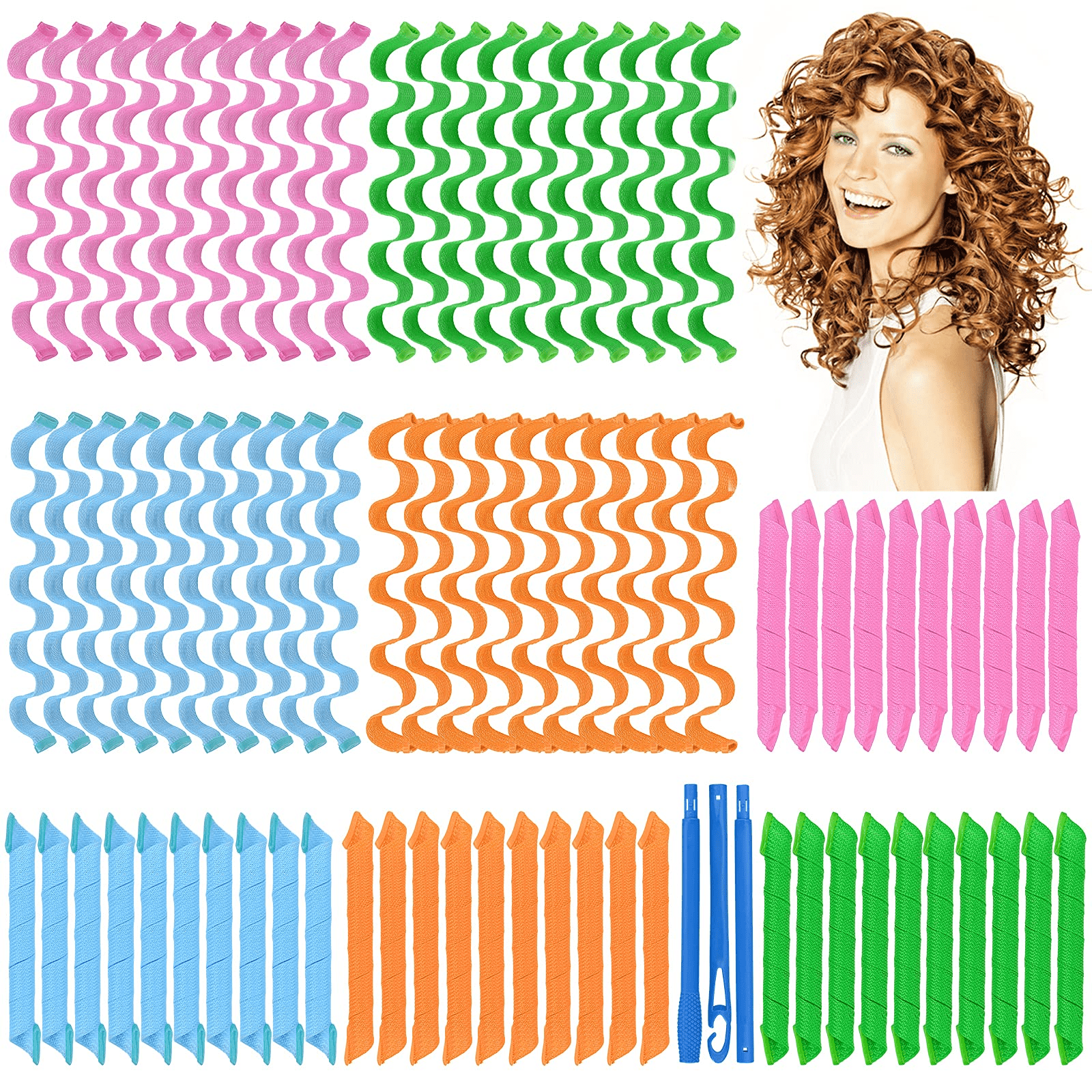 Buy 80 Pieces Hair Curlers Spiral Curls Wave Hair Curlers Styling Kit, Spiral  Hair Roller No Heat DIY Wave Hair Curlers with Styling Hook for Women Long Hair  Hairstyle Styling 45 