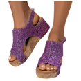 thumbnail image 3 of Fukaraa Women's Cork Wedge Sandals Espadrilles Platform Ankle Strap Summer Dressy Shoes, 3 of 9