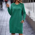 thumbnail image 2 of Lindreshi Fall Dresses for Women 2023 Homecoming Dresses Women's Winter Casual Solid Color Knitted Sweater Long Sleeve Button Dress, 2 of 7