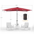 thumbnail image 2 of ACEGOSES LED Outdoor Patio 6x9ft Deck Solar Light Market Umbrella, Outside Table Umbrellas With Polyester canopy,Red, 2 of 8