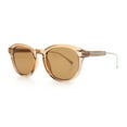 thumbnail image 5 of Mens Gentleman Hipster Horn Rim Keyhole Plastic Round Sunglasses Beige Silver - Brown, 5 of 7