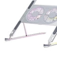 thumbnail image 2 of Soporte plegable para computadora portátil, altura ajustable con ventiladores de refrigeración duales Soporte de elevación portátil antideslizante Plata Hugo Soporte para computadora portátil, 2 of 2
