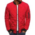 thumbnail image 1 of Mikilon Men Solid Casual Stand-up Collar Zipper Diamond Stitched Pocket Jacket Coats, 1 of 4
