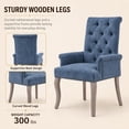 thumbnail image 5 of Upholstered Chenille Fabric Dining Chairs with Arms Set of 8, Tufted High Back Dining Room Chairs with Curved Rubberwood Legs, Kitchen Chairs, Blue, 5 of 8