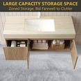 thumbnail image 4 of 48" Floating Bathroom Vanity with Sink, Solid Wood & 16mm Plywood  Composite Cabinet with Drawer & Door Bathroom Vanity, Ceramic Basin & Sintered Stone Top - White Oak White Oak Wood Grain Vanity, 4 of 7
