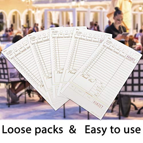 FMP Brands 3 Part Carbonless Guest Checks Pads, Perforated Server Note Pads Paper Total 250 sheets for Waitress Book, Waiter Food Receipt, and Business Checkbook with Guest Receipt