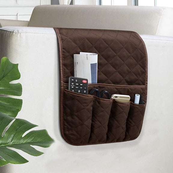 Sofa Armrest Organizer Non-Slip Arm Chair Bedside Caddy Storage Organizer for Recliner Couch with 5 Pockets for Cell Phone TV Remote Control Magazines