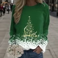thumbnail image 2 of Fiaer Christmas Sweatshirts Women Xmas Tree Snowflake Graphic Long Sleeve Pullovers Oversized Crew Neck Holiday Merry Tops Green XXXL, 2 of 5
