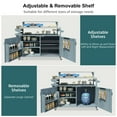 thumbnail image 5 of 53.3" Outdoor Kitchen Island with Raised Shelf, Outdoor Bar Cart with Stainless Steel Top, Outdoor Rolling Grill Cart with Storage Rack, Adjustable Shelf, Spice Rack, 5 of 9