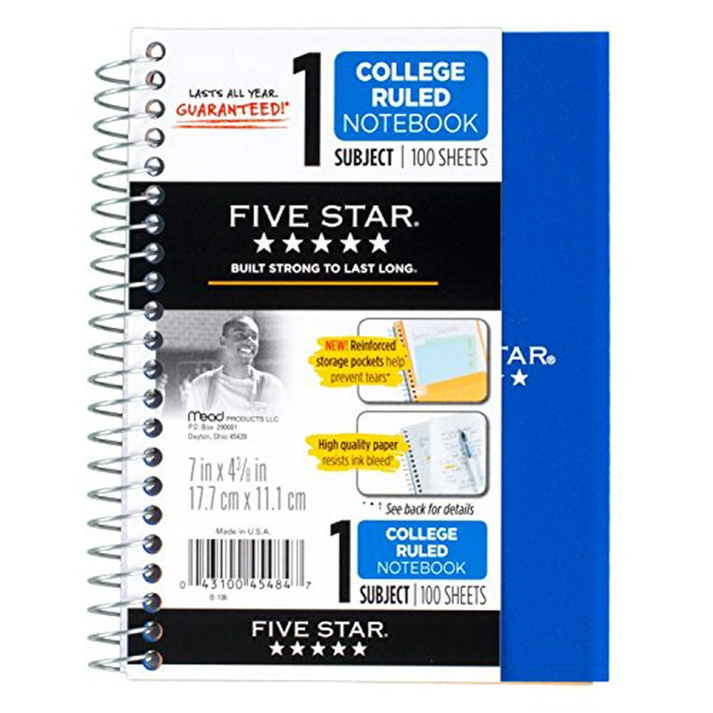 2 Pack Of Mead Five Star Personal Spiral Notebook, 7" x 4 3/8", 100