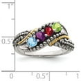 thumbnail image 4 of 14K/Silver Two-Tone Sterling Silver & 14K Four-Stone And Diamond Mother's Ring Semi-Mount (Size 10) Made In Thailand qmr40/4-10, 4 of 5