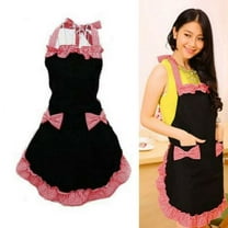 Cute Sexy Cooking Dress Apron Bib Apron Kitchen Bowknot With Pocket Maid Apron