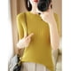 thumbnail image 1 of Suéter fino de otoño para mujer, suéter de manga corta con cuello redondo para mujer, suéter de lana base para mujer, 1 of 6