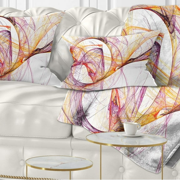 Designart Wisps of Smoke Orange Purple - Abstract Throw Pillow - 12x20