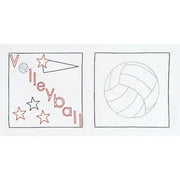 Stamped White Themed Quilt Blocks 14"X14" 6/Pkg-Volleyball, Pk 2, Jack Dempsey