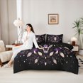 thumbnail image 4 of Homewish Boho Animal Skull Full Size Bedding Sets for Kids, Purple Spotted Mushroom Wildflower Full Size Bed in a Bag, Black Reversible, 7-Piece, 4 of 7
