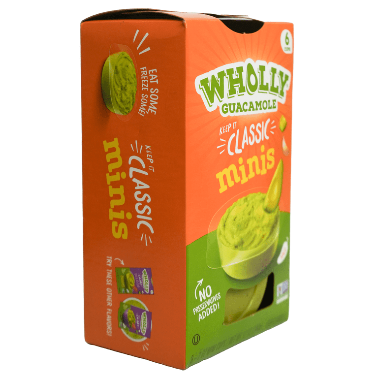 WHOLLY Guacamole Minis Paste Classic 12oz 6 pack Plastic Cups