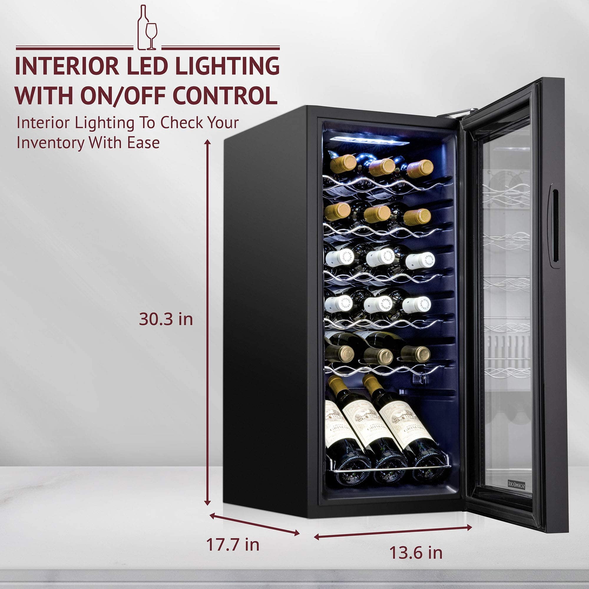 Schmecke 18 Bottle Wine Cooler - Freestanding, Glass Door, Compact Wine Storage