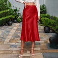 thumbnail image 2 of Levmjia Women's Satin Midi Skirt Elegant A-Line Silk High Waisted Side Zipper Stretch Comfortable Casual Work Office Long Skirt, 2 of 9