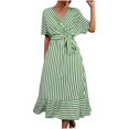 thumbnail image 2 of Jusqu'à 65 % de Réduction! Robes d'Été Mode pour Femmes 2024 Grande Taille Couleur Volant Élégant Ample Manches Courtes Col Rond Robe, 2 of 9