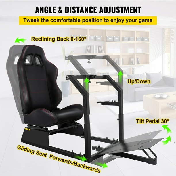 VEVOR – Simulateur de Cockpit, Support de Volant, Siège de Course, Chaise  de Jeu pour Logitech G29 