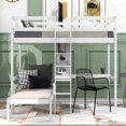 thumbnail image 3 of Convertible Loft Bed with L-Shape Desk, Cosymart Twin Bunk Bed with Shelves and Ladder, White, 3 of 9
