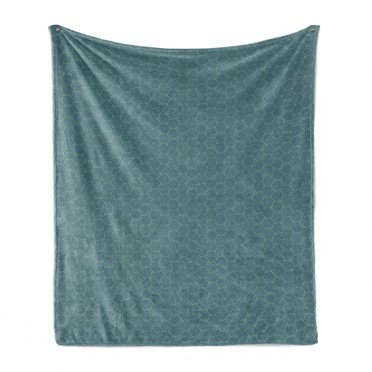 Abstract Soft Flannel Fleece Throw Blanket, Geometric Spiraling Hexagons an Graphical Pattern, Cozy Plush for Indoor and Outdoor Use, 70" x 90", Shamrock Green, by Ambesonne