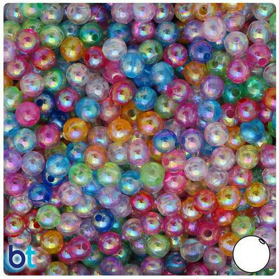 BeadTin Mixed AB Transparent 6mm Round Acrylic Beads (300pcs)