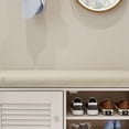 thumbnail image 4 of Miekor Furniture 28.74"Shoe Storage Bench with 2 Door Cabinet, Entryway Bench with White Shoe Storage, Shoe Bench with Cushion, Adjustable Shelves, Shoe Rack Bench for Entryway, Hallway 09324, 4 of 12