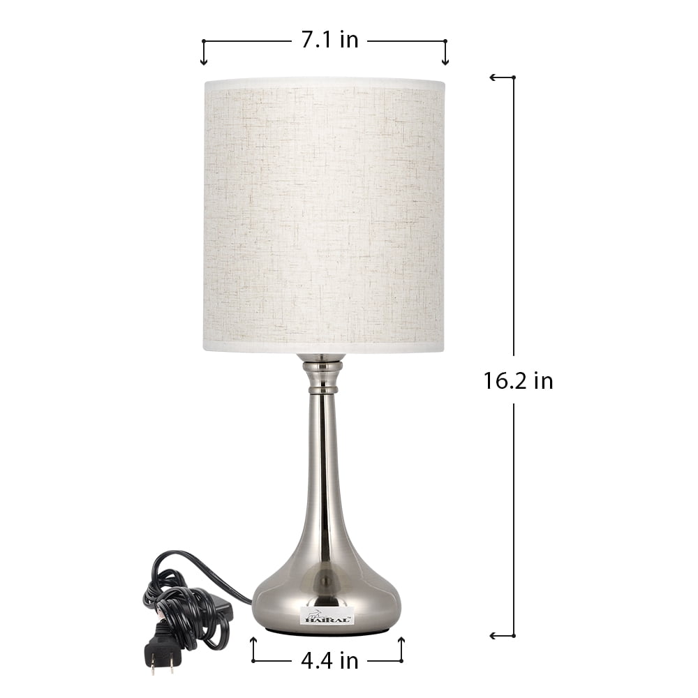 2PCS Lamp Bedside Table Light Lampshade White Fabric Shade Metal Base Office