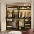 thumbnail image 4 of iSunirm 72" Closet System 2-Piece Set, Walk-in Closet System with 6 Drawers & 4 Hanging Rods, Heavy Duty Wardrobe Closet with Open Storage Shelves, for Bedroom/Closet, 72"L x 16"W x 80"H, Black Oak, 4 of 9