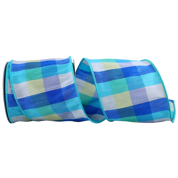 Jam Paper Plaid All Occasion Multi-Color Polyester Ribbon, 360" X 4"