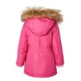 thumbnail image 7 of Girls Fleece Lined Heavy Winter Parka Jacket Coat Faux Fur Trim Zip-Off Hood - Fuchsia (6X), 7 of 7