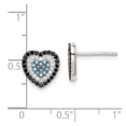 thumbnail image 2 of 925 Sterling Silver Black White and Blue Cubic Zirconia Love Heart Post Earrings 10.28x10.3mm Wide Stud Earring for Wome, 2 of 2