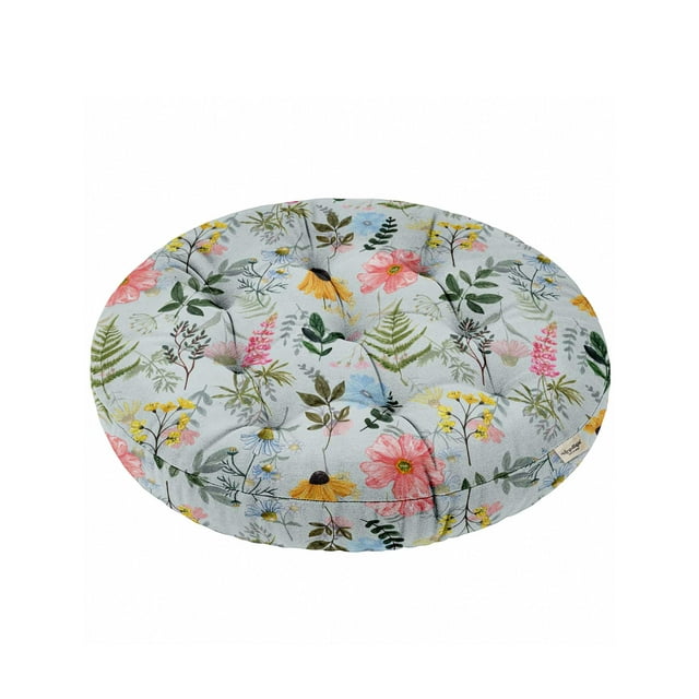 Vargottam Coussin de Méditation Rond 22 Pouces - Coussin de Sol en Coton Tufté avec Mousse à Mémoire de Forme pour Yoga, Lecture, Relaxation et Assise Intérieure