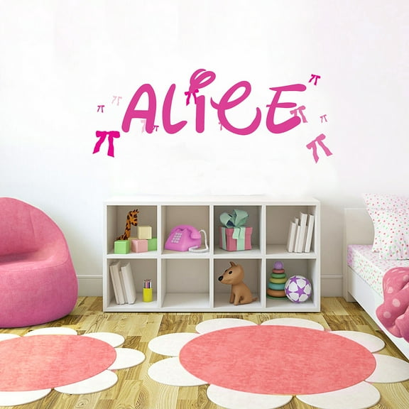 PINK Ribbon Font2 h12" Made-to-Order Baby Name Kid Room Nursery Wall Art Clear Vinyl décor Decal Sticker