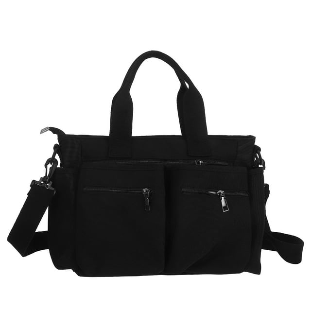 unbranded Tote Casual De Nylon Negro Con Múltiples Compartimentos Y Asa Cómoda