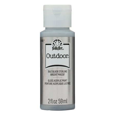 FolkArt Outdoor Acrylic Craft Paint, Metallic Silver, 2 fl oz