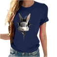 thumbnail image 4 of Tops de Cuello Alto para las Mujeres Amante Impreso Camiseta Cuello Redondo Manga Corta, Poliéster Spandex, 4 of 7