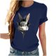 thumbnail image 4 of Tops de Cuello Alto para las Mujeres Amante Impreso Camiseta Cuello Redondo Manga Corta, Poliéster Spandex, 4 of 7