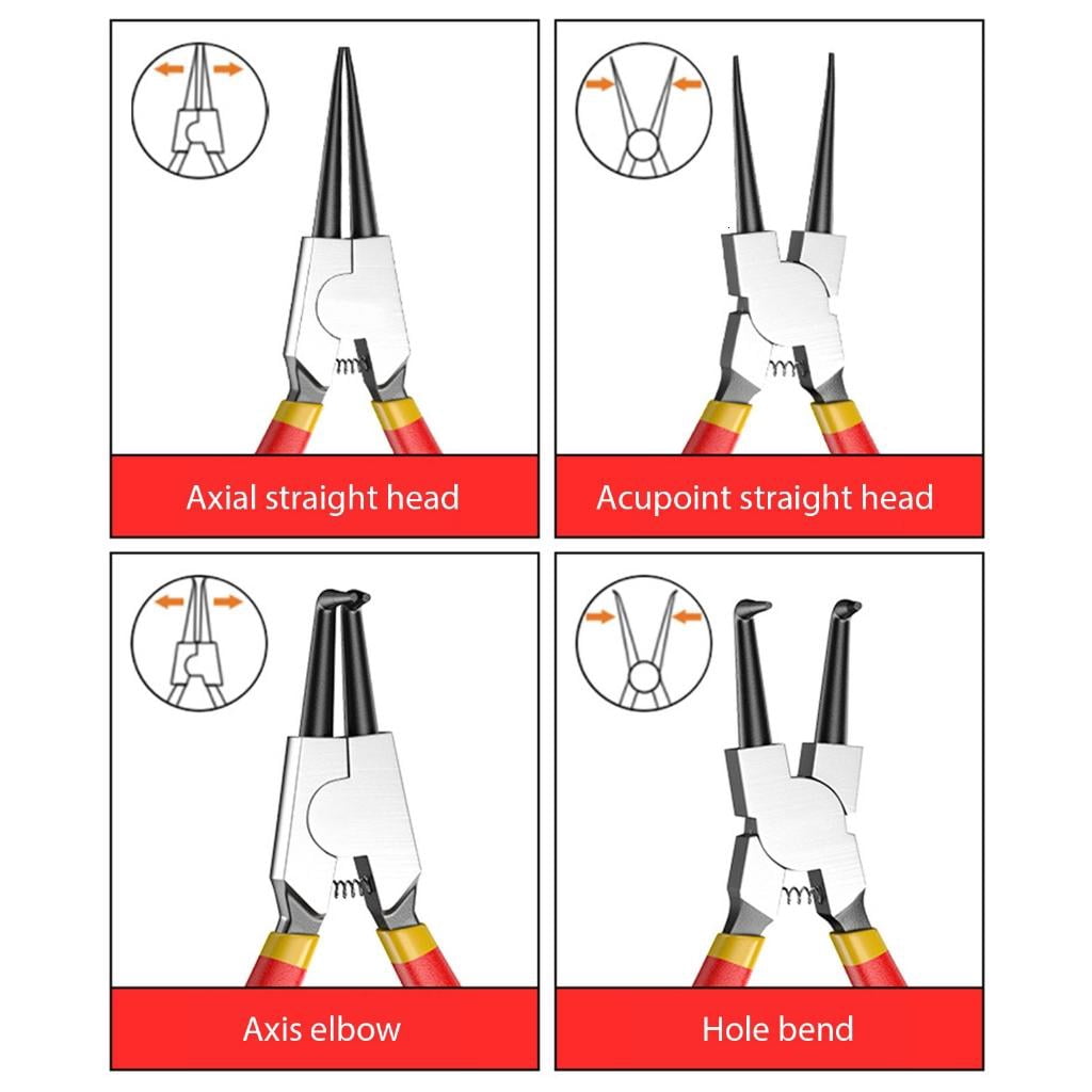 CEORPER 4Pcs Snap Rings Pliers Set Circlip Plier Internal/External Heavy Duty for Rings Remover Retaining Straight Bent Lock Plier