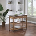 Boraam Sonoma Wood Kitchen Cart with Stainless Steel Top Barnwood