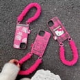 thumbnail image 4 of Correa de muñeca de felpa de Hello Kitty de dibujos animados dulce y fresco para funda de teléfono Iphone15promax 14 Lindo 13 Todo incluido 12, 4 of 4
