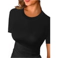 thumbnail image 2 of Summer Slim Fit Short Sleeve Women Crew Neck T Shirt, 2 of 4