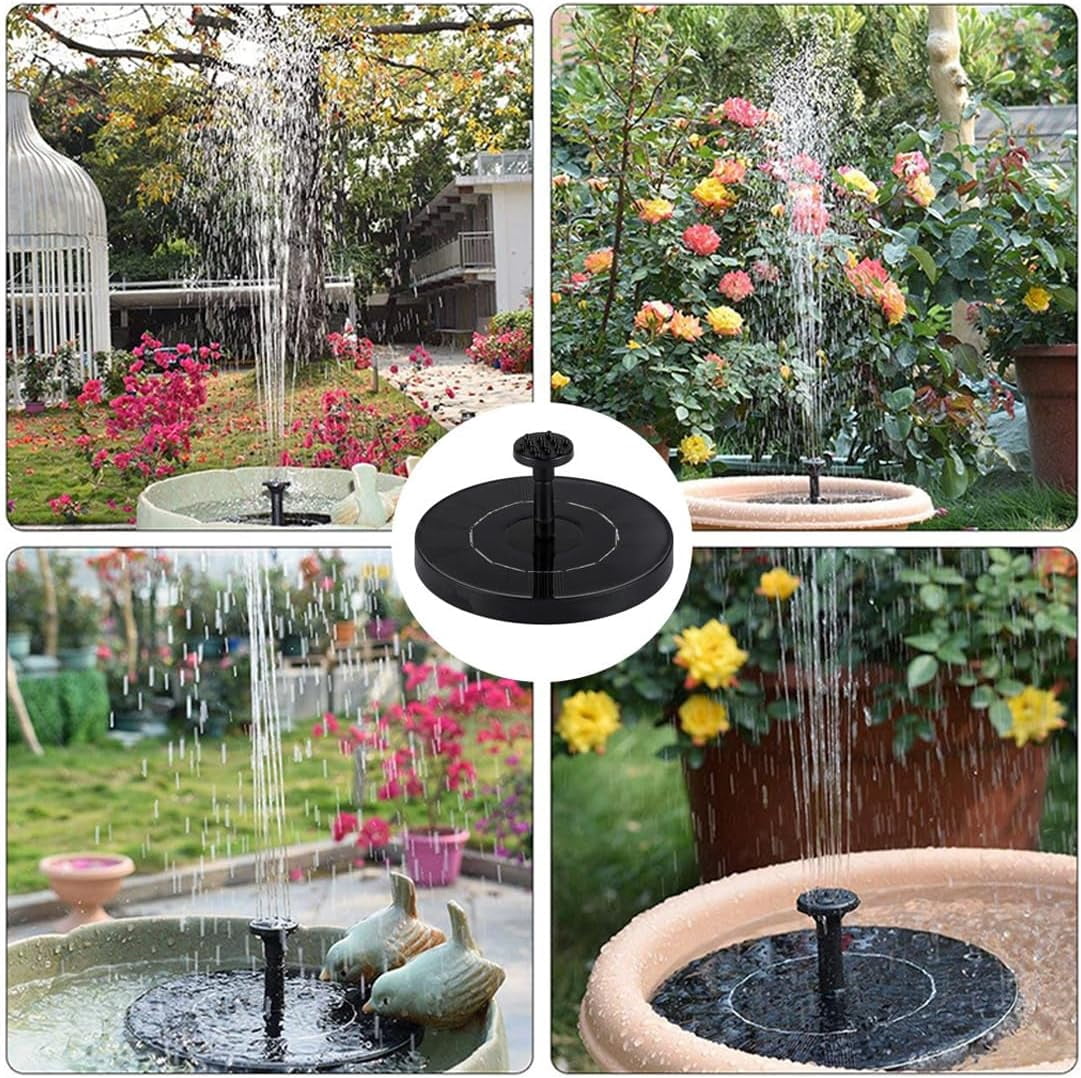 Solar Bird Bath Fountain Pump with Light 3W Solar Fountain with 7 Nozzles Solar Fountain Pump for Bird Bath, Garden, Pond, Pool, Outdoor (Black (with Light))