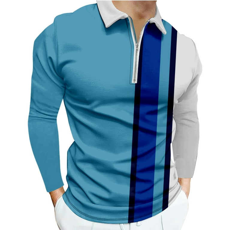 Classic Fit Striped Long Sleeve Polo Shirt