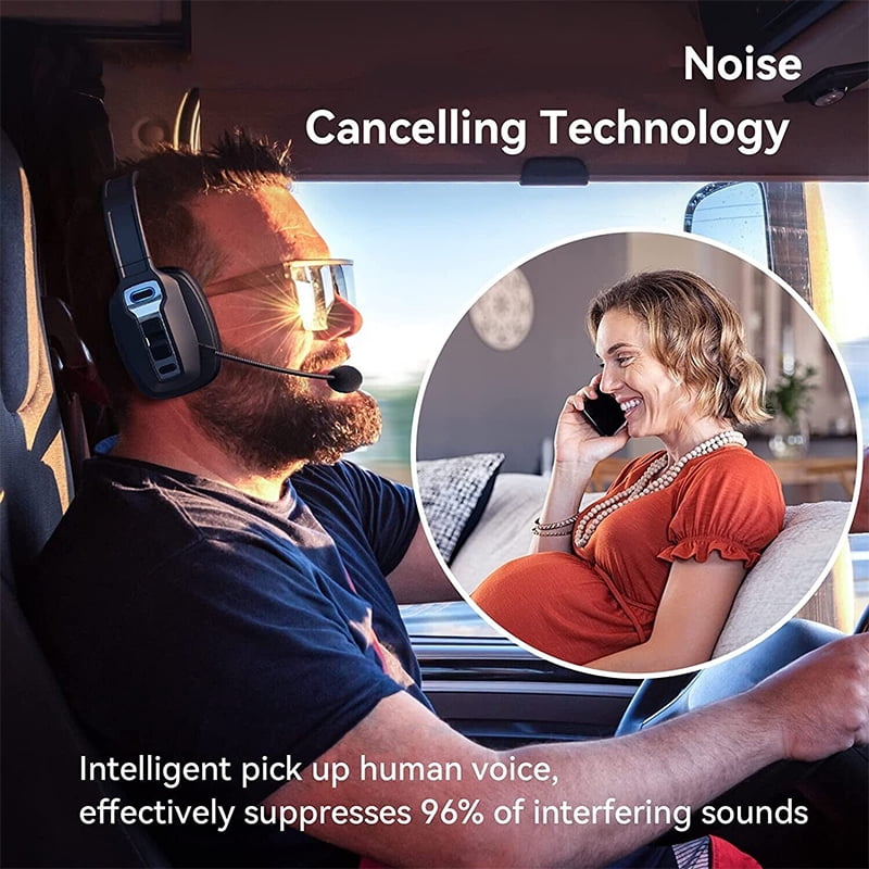 Truck Driver Bluetooth Headset with 270° Adjustable Microphone, AI Noise Cancellation & Mute Button, Supports Hands-Free Calls, for Home/Office/Call Centers (Black)